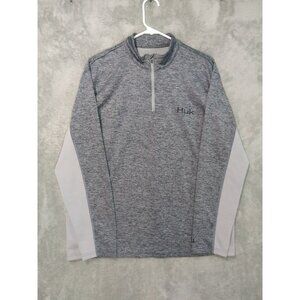 Huk Shirt Mens Large Gray Icon X Coldfront Long Sleeve Performance 1/4 Zip